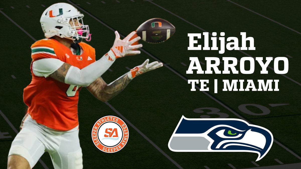 Sleeper Athletes (@sleeperath1etes) on Twitter photo #Miami #Hurricanes TE Elijah Arroyo (<a href="/arroyo_elijah36/">Elijah Arroyo</a>) selected in the 2nd Round, 50th Overall by the #Seattle #Seahawks #NFLDraft2025 #Miami #Hurricanes TE Elijah Arroyo (<a href="/arroyo_elijah36/">Elijah Arroyo</a>) selected in the 2nd Round, 50th Overall by the #Seattle #Seahawks #NFLDraft2025