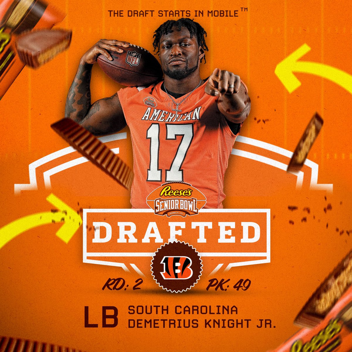 Reese's Senior Bowl (@seniorbowl) on Twitter photo The <a href="/Bengals/">Cincinnati Bengals</a> with back to back Senior Bowl defenders. 😼
Congratulations <a href="/iam_the1knight/">Demetrius knight ll</a> !!
#thedraftstartsinMOBILE The <a href="/Bengals/">Cincinnati Bengals</a> with back to back Senior Bowl defenders. 😼
Congratulations <a href="/iam_the1knight/">Demetrius knight ll</a> !!
#thedraftstartsinMOBILE