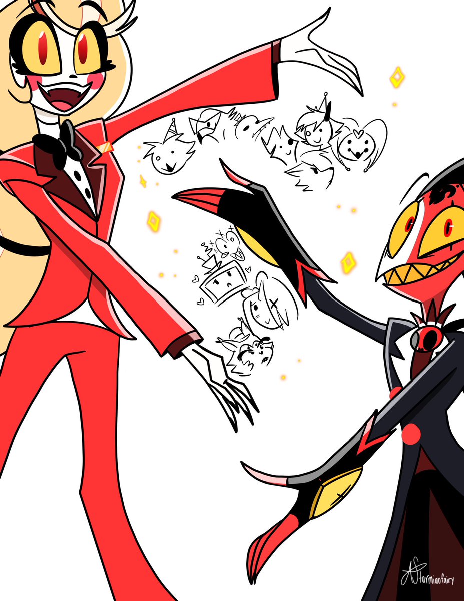 Starmiaofairy (@starmiaofairy) on Twitter photo CONGRATULATIONS to Helluva Boss working with Amazon Prime for its remaining seasons! I’m so happy for <a href="/VivziePop/">Vivienne Medrano 💖</a> and the Hellaverse’s success and I drew Charlie and Blitzø with Blitzø themed doodles of who Blitzø brought on <a href="/ImKeithDavid/">Keith David</a> <a href="/iamstephbeatz/">Stephanie Beatriz</a> #HelluvaBoss #HazbinHotel CONGRATULATIONS to Helluva Boss working with Amazon Prime for its remaining seasons! I’m so happy for <a href="/VivziePop/">Vivienne Medrano 💖</a> and the Hellaverse’s success and I drew Charlie and Blitzø with Blitzø themed doodles of who Blitzø brought on <a href="/ImKeithDavid/">Keith David</a> <a href="/iamstephbeatz/">Stephanie Beatriz</a> #HelluvaBoss #HazbinHotel