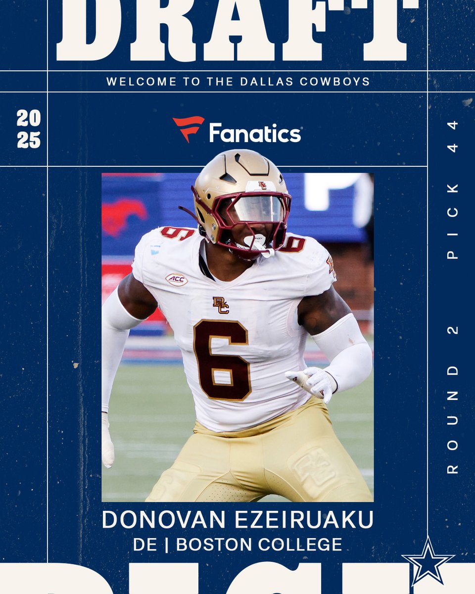 Dallas Cowboys (@dallascowboys) on Twitter photo Donovan is coming to Dallas โญ๏ธ
<a href="/DonovanEze6/">Donovan Ezeiruaku ๐ณ๐ฌ</a> | <a href="/BCFootball/">Boston College Football</a>
#CowboysDraft | <a href="/Fanatics/">Fanatics</a> Donovan is coming to Dallas โญ๏ธ
<a href="/DonovanEze6/">Donovan Ezeiruaku ๐ณ๐ฌ</a> | <a href="/BCFootball/">Boston College Football</a>
#CowboysDraft | <a href="/Fanatics/">Fanatics</a>