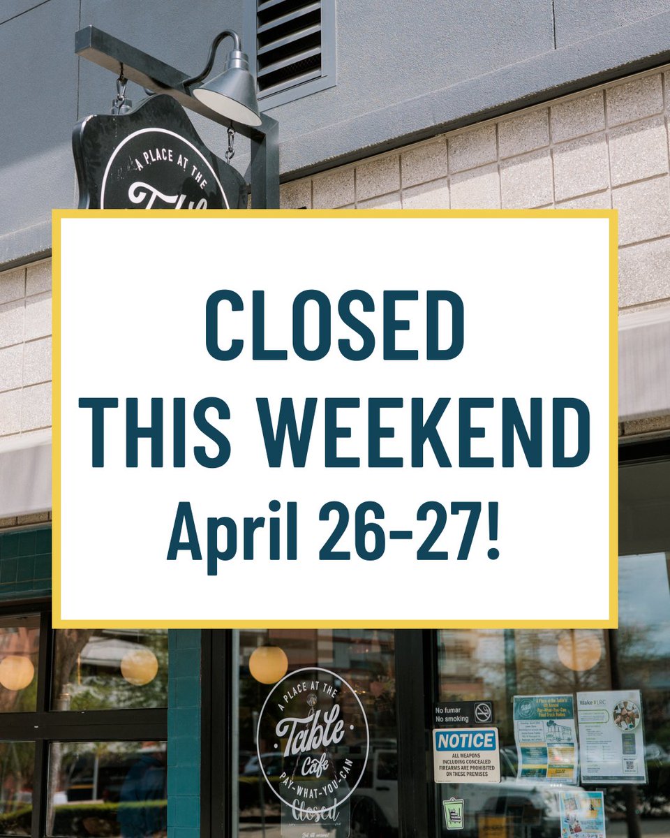 We will be closed this weekend, April 26-27. Thanks for understanding!

See you back in the cafe on Tuesday morning!