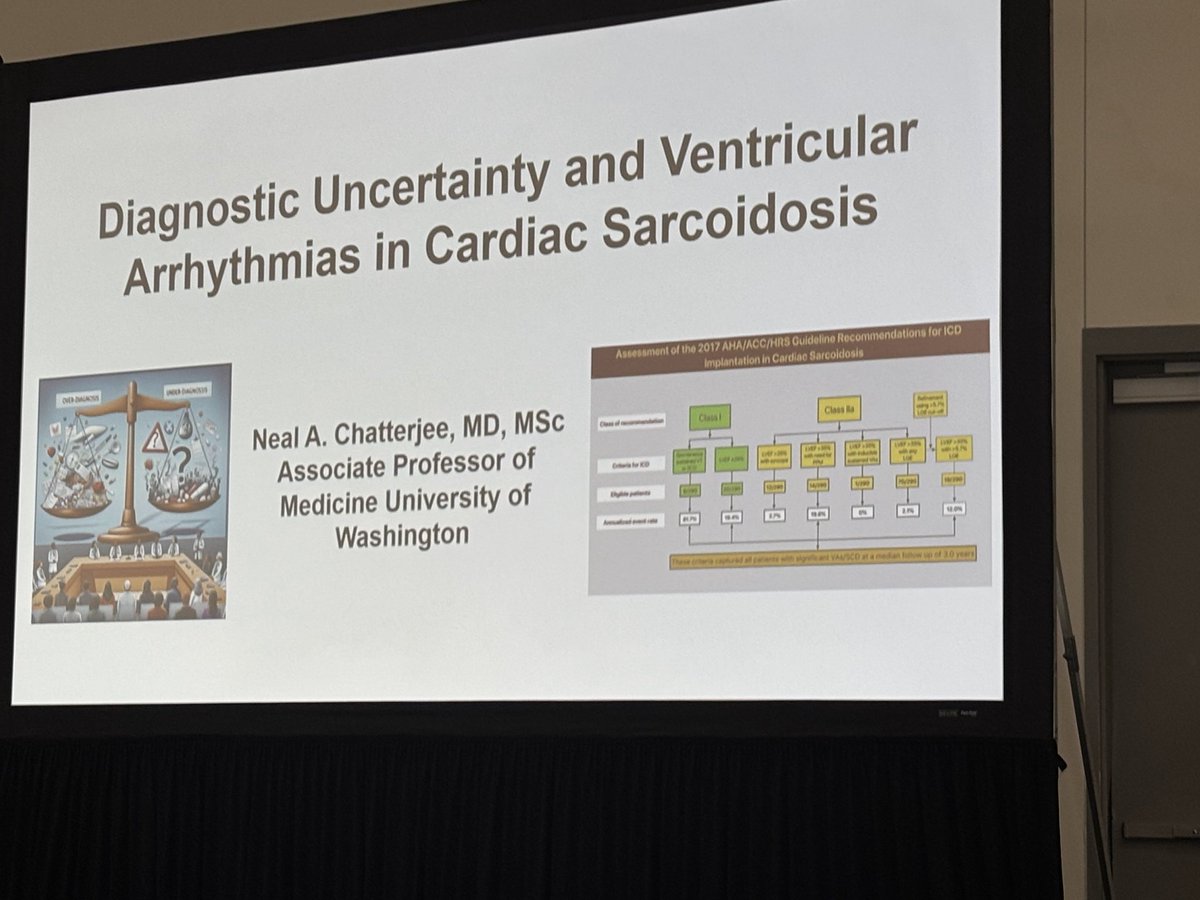 Excellent talk about cardiac sarcoidosis at HRS.  Always remember to look for cardiac sarcoidosis esp with conduction disease and isolated inflammation in the myocardial tissue should always warrant genetic testing.  Important for HF &amp; EP shared care!