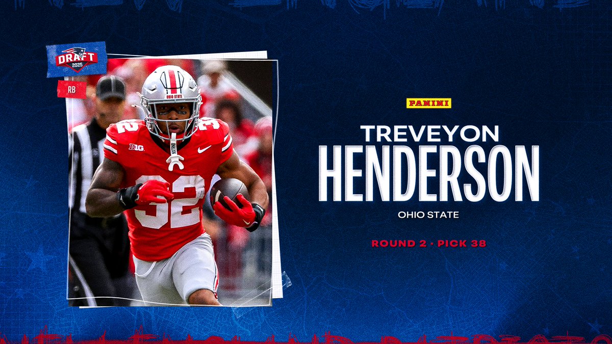 Patriots.com (@patriotsdotcom) on Twitter photo The #Patriots add explosive playmaker TreVeyon Henderson.
<a href="/MikeDussault19/">Mike Dussault</a> breaks down NE's pick at 38 overall: patriots.com/news/instant-a… The #Patriots add explosive playmaker TreVeyon Henderson.
<a href="/MikeDussault19/">Mike Dussault</a> breaks down NE's pick at 38 overall: patriots.com/news/instant-a…