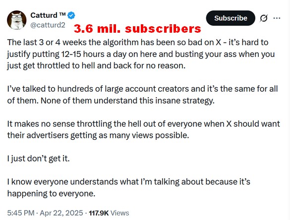 I know what's going on.....plain and simple X does whatever is opposite of logical business growth.