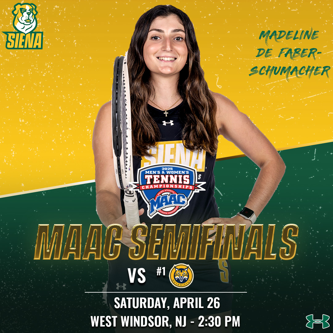 🎾 #MATCHDAY | <a href="/SienaWTennis/">Siena Women's Tennis</a> Onto the <a href="/MAACSports/">#MAACSports</a> Semifinals in a dual with #1 Quinnipiac

⏰ 2:30 PM
🏟️ Mercer County Tennis Park
📍 West Windsor, NJ
📊 shorturl.at/DtGtN

#MarchOn x #SienaSaints x #WeAreCollegeTennis