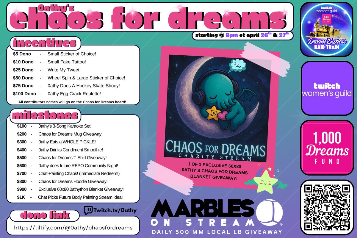 🐙 0athy 🐙 (@0athyttv) on Twitter photo Hey friends!💚
I'm also excited to announce that our community is taking part in the Dream Express Raid Train!
Members of the Twitch Women’s Guild are streaming to raise money for <a href="/1000DreamsFund/">1,000 Dreams Fund</a> helping marginalized genders in gaming get the support they need for tech, Hey friends!💚
I'm also excited to announce that our community is taking part in the Dream Express Raid Train!
Members of the Twitch Women’s Guild are streaming to raise money for <a href="/1000DreamsFund/">1,000 Dreams Fund</a> helping marginalized genders in gaming get the support they need for tech,