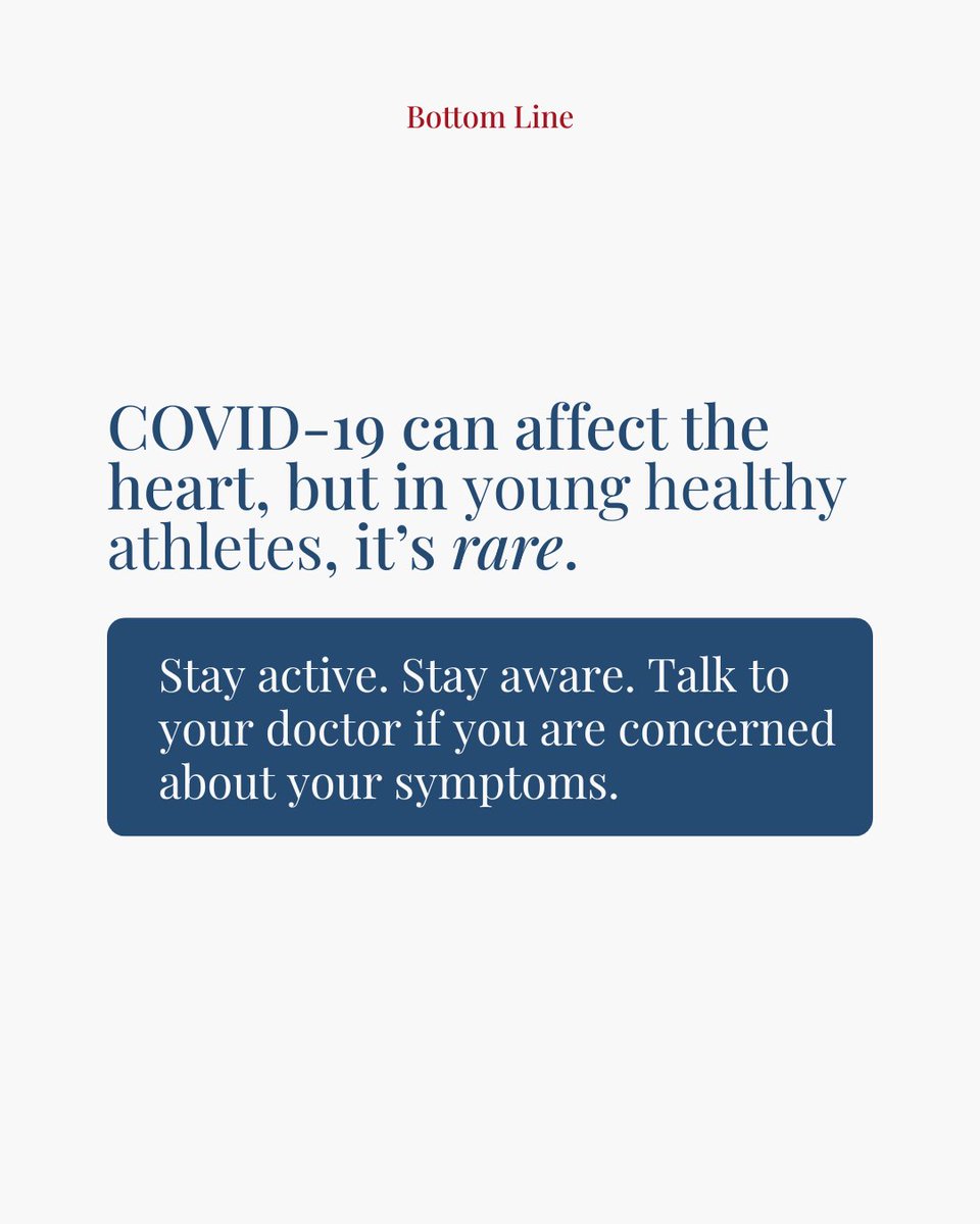 sportscardiologybc (@sportscardiobc) on Twitter photo New study by <a href="/NateMoulson_MD/">Nate Moulson</a>: Heart damage from COVID-19 is rare in young athletes. 🫀
Most had mild or no symptoms. Testing only needed if you have chest pain, breathlessness, or exercise issues.
#COVID19 #HeartHealth #Athletes #SportsMedicine New study by <a href="/NateMoulson_MD/">Nate Moulson</a>: Heart damage from COVID-19 is rare in young athletes. 🫀
Most had mild or no symptoms. Testing only needed if you have chest pain, breathlessness, or exercise issues.
#COVID19 #HeartHealth #Athletes #SportsMedicine