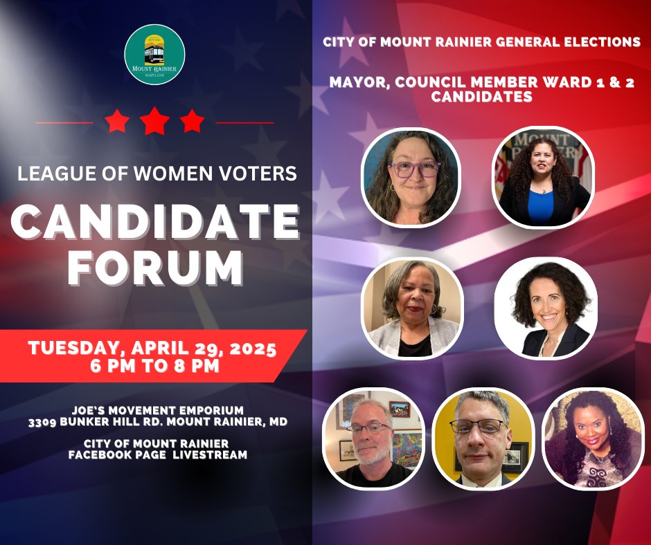 Learn more about the candidates running for a council seat during the League of Womens Voters Candidate Forum on Tuesday, April 29 at Joe's Movement Emporium.