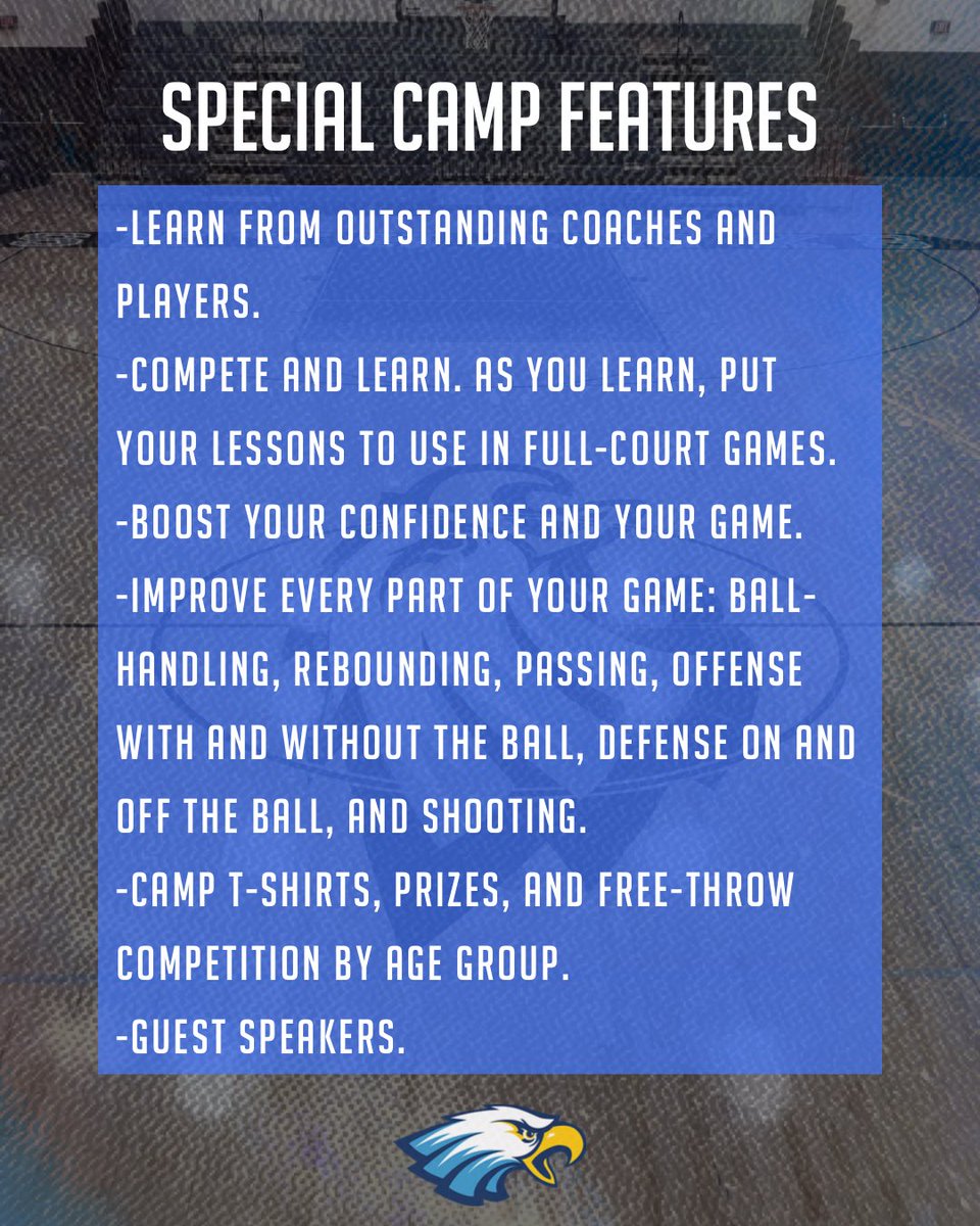 Join us for another fun filled week of camp this year! 

Come connect with our staff and players, work on and improve your game, and make new friends!