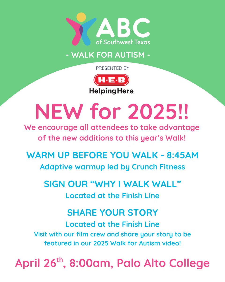 While all of your favorites will be at the Walk for Autism this weekend like H-E-B, Autism Heroes, some royalty, and more - we've made some new additions we can't wait to add to the tradition! Tag your walk buddies and drop your favorite #fiesta emoji if we'll see you there!