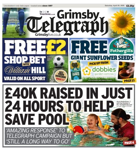 Helen Dalby (@helendalby) on Twitter photo Inspiring and important work from <a href="/laurenthejourno/">Lauren Davidson</a> <a href="/hannahcgy/">Hannah Corken</a> and team - <a href="/GrimsbyLive/">Grimsby Live</a>ās campaign to save Humberston Park Hydrotherapy Pool has raised Ā£40k in just 24 hours grimsbytelegraph.co.uk/news/grimsby-n⦠#tomorrowspaperstoday Inspiring and important work from <a href="/laurenthejourno/">Lauren Davidson</a> <a href="/hannahcgy/">Hannah Corken</a> and team - <a href="/GrimsbyLive/">Grimsby Live</a>ās campaign to save Humberston Park Hydrotherapy Pool has raised Ā£40k in just 24 hours grimsbytelegraph.co.uk/news/grimsby-n⦠#tomorrowspaperstoday