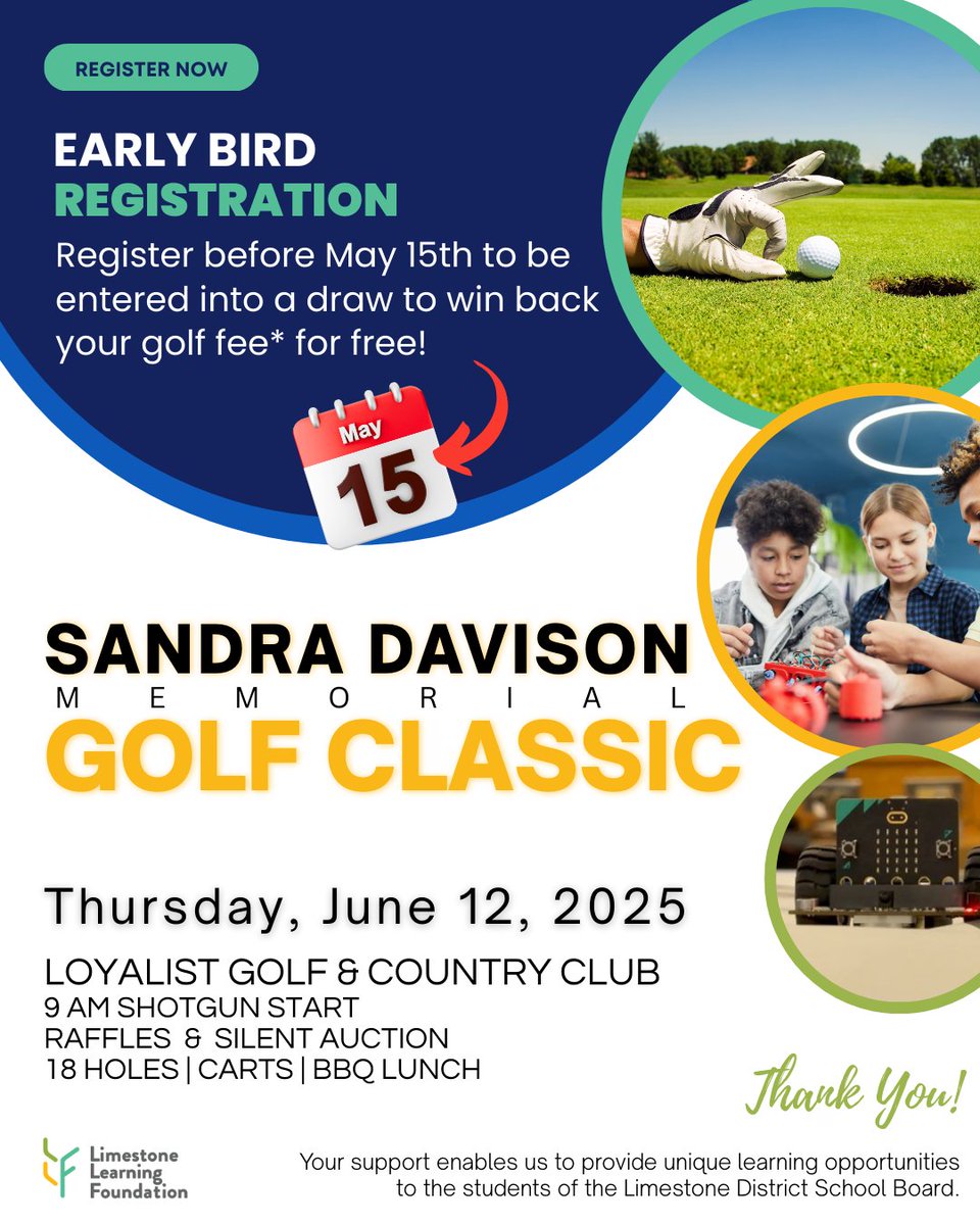 ⛳ Join us June 12 for the 26th LLF Sandra Davison Memorial Golf Classic at <a href="/LoyalistGolfCC/">Loyalist Golf & CC</a>! Register by May 15 to win back your golf fee! 

Not a golfer? You can still make an impact! 

Sponsor, donate or support: bit.ly/3QEN6Hx

#LLFGolfClassic #GolfingForGood
