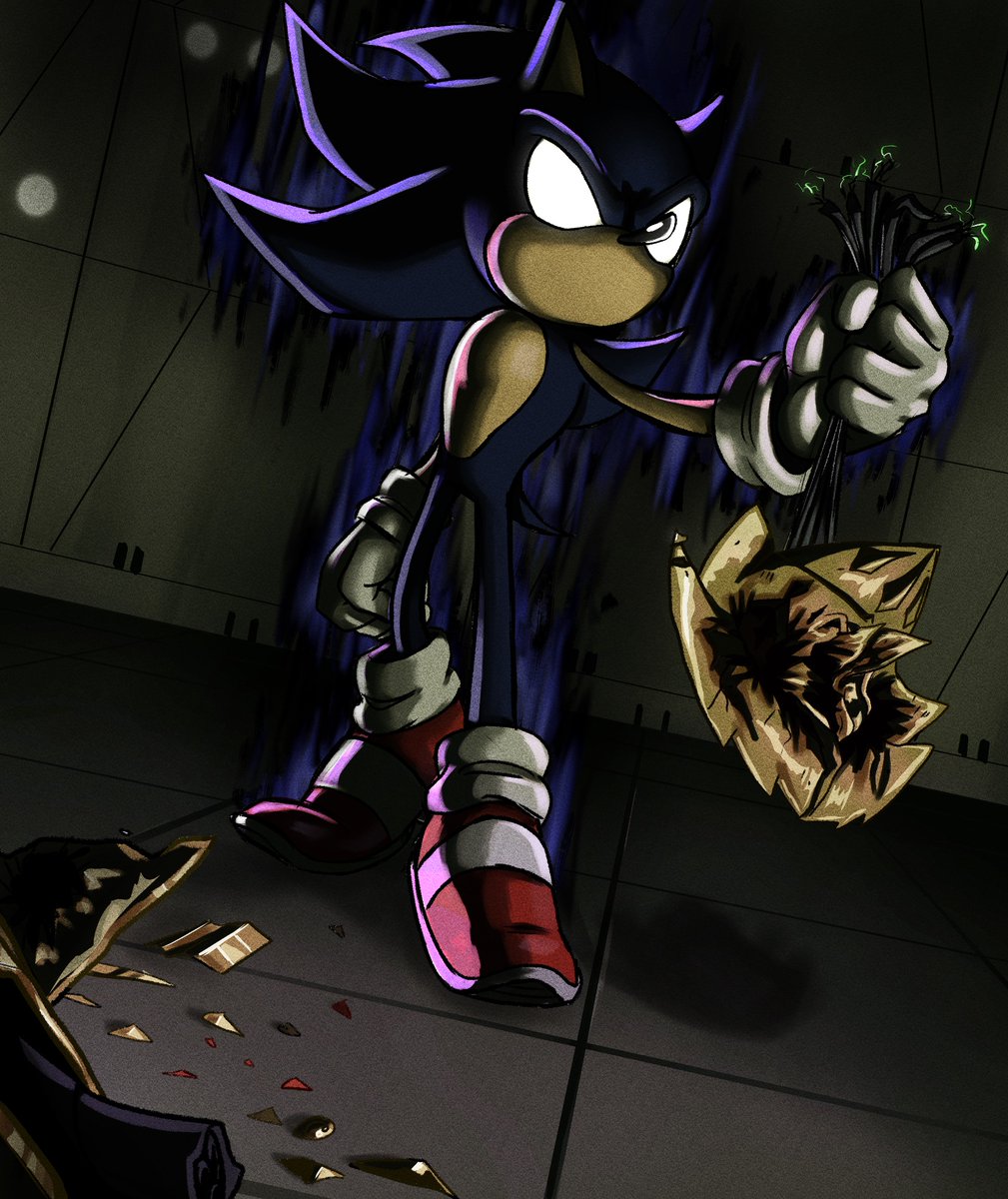 AxolotlInky's tweet image. A Dark Sonic piece to stretch my composition skills. The hold this less than 30 second transformation had on us mid-2000s sonic fans-