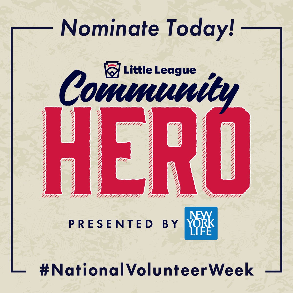 Volunteers are what make Little League special! Know someone who goes above and beyond for your league? Nominate them as a #LLCommunityHero today at littleleague.org/who-we-are/awa…

#LLCommunityHero x @newyorklife x #NationalVolunteerWeek