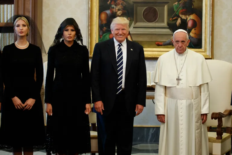 Remember the last time the Adams Family visited the Pope?
The Pope attempted French, Italian &amp; German languages with Melania, and we discovered she wasn't multi-lingual AT ALL.  She failed to respond to him unless it was English.