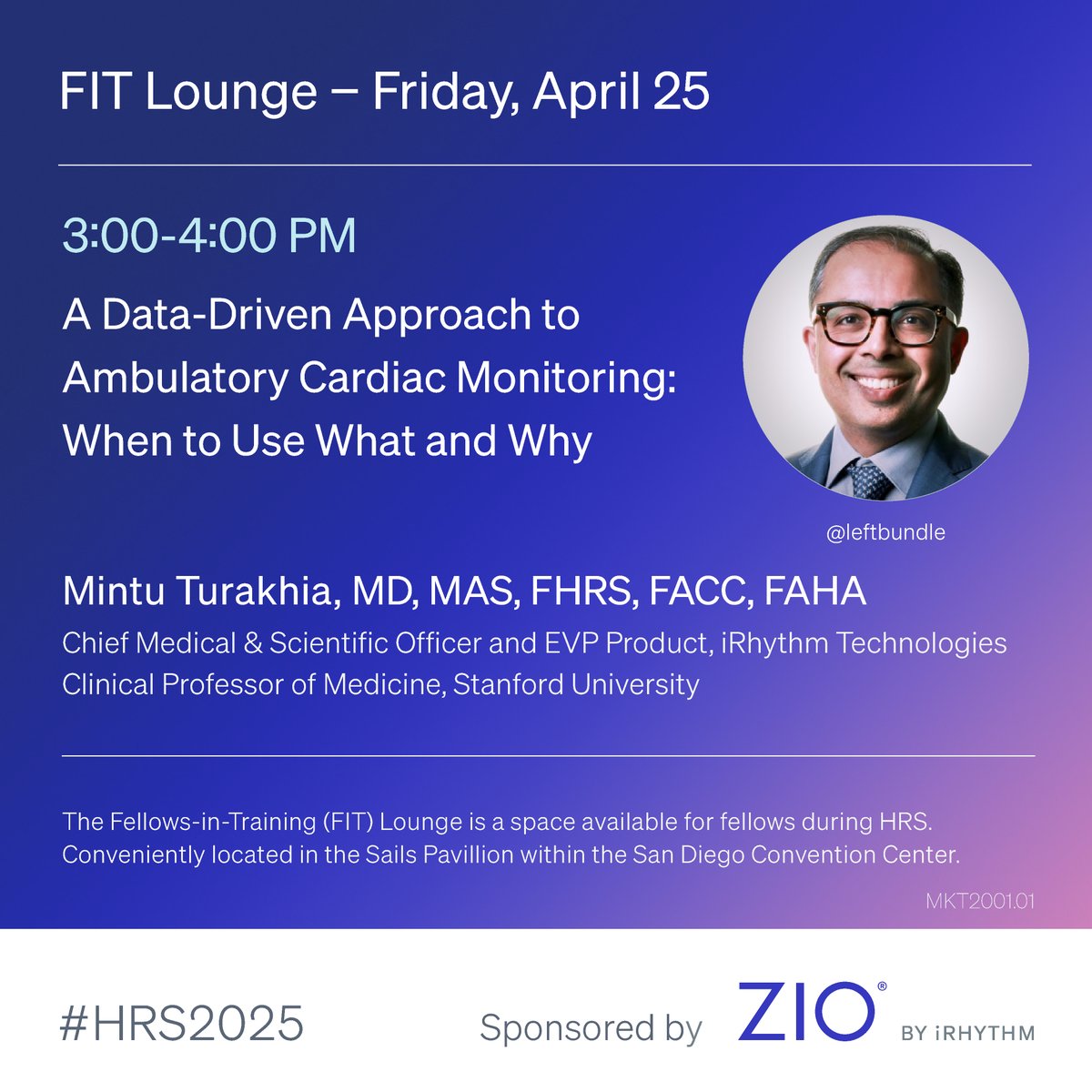 iRhythm Technologies (@irhythmtech) on Twitter photo Dr. Mintu Turakhia <a href="/leftbundle/">Mintu Turakhia, MD MS</a> has a data driven approach to ambulatory cardiac monitoring. Come join him in the Fellows-in-Training Lounge this afternoon. #HRS2025 bit.ly/42bPHiU Dr. Mintu Turakhia <a href="/leftbundle/">Mintu Turakhia, MD MS</a> has a data driven approach to ambulatory cardiac monitoring. Come join him in the Fellows-in-Training Lounge this afternoon. #HRS2025 bit.ly/42bPHiU