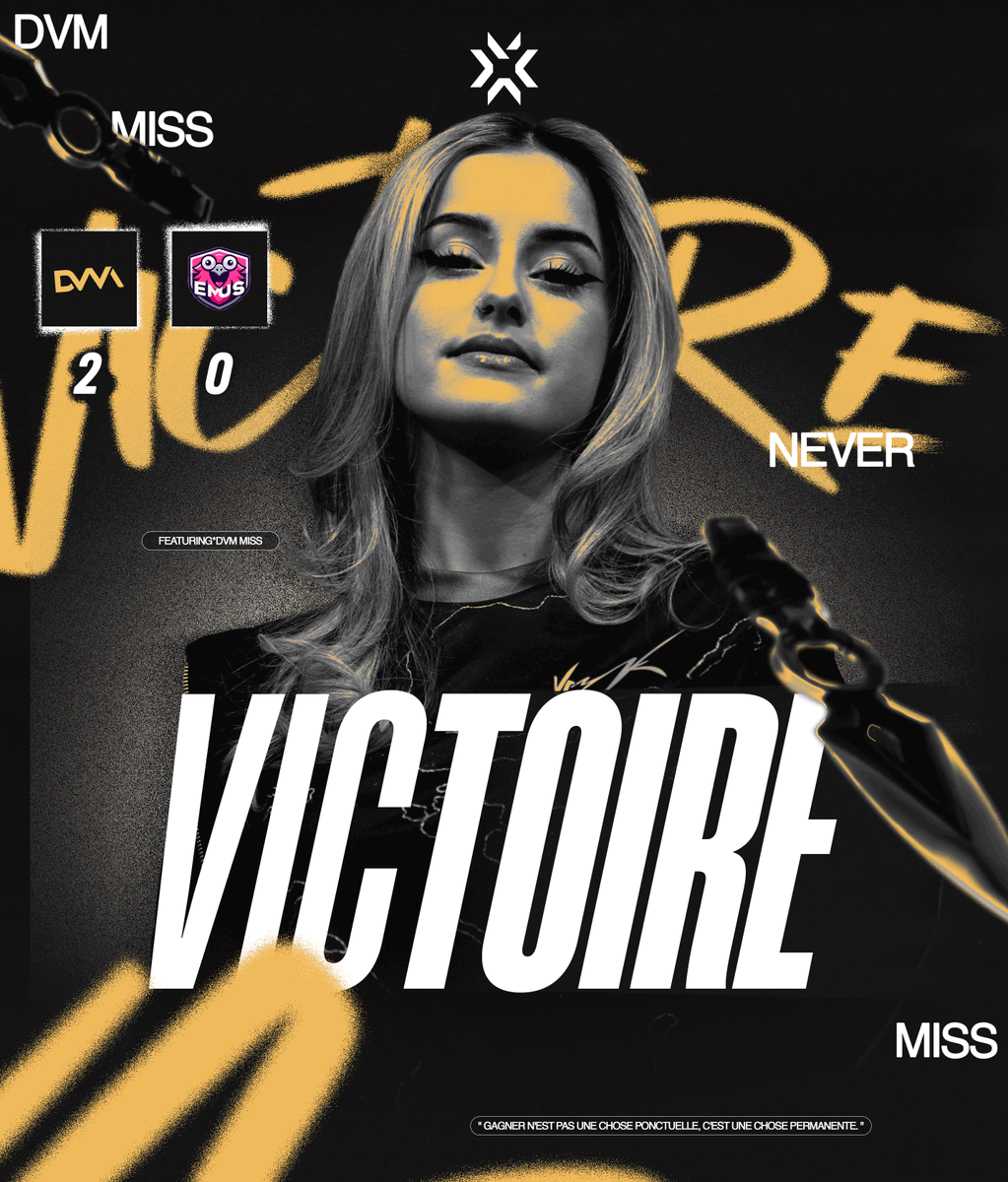 DVM_Esport's tweet photo. 🚨 #VCTGameChangersEMEA - Contenders | Group Stage

Très bonne performance. Direction la finale du Upper Bracket 🫰

GG 🤝 @EMUs_Val 

#DVMISS ⚫️🟡 https://t.co/CyBL2HZZRq
