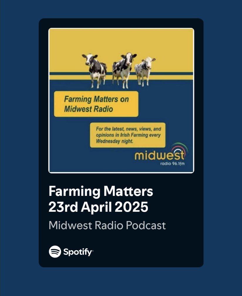 On Farming Matters <a href="/radiomidwest/">Mid West Radio</a> this week:
<a href="/josephdunphy1/">Joseph Dunphy</a> <a href="/TeagascGrass10/">TeagascGrass10</a> on grass growth &amp; an upcoming mayo reseeding demo
Caroline Murray <a href="/HsehealthW/">HSE Health & Wellbeing</a> has some top tips when it comes to preventing skin cancer &amp; <a href="/teagascmayo/">@TeagascMayo</a> details Sheep Welfare Scheme open.spotify.com/episode/769tiA…