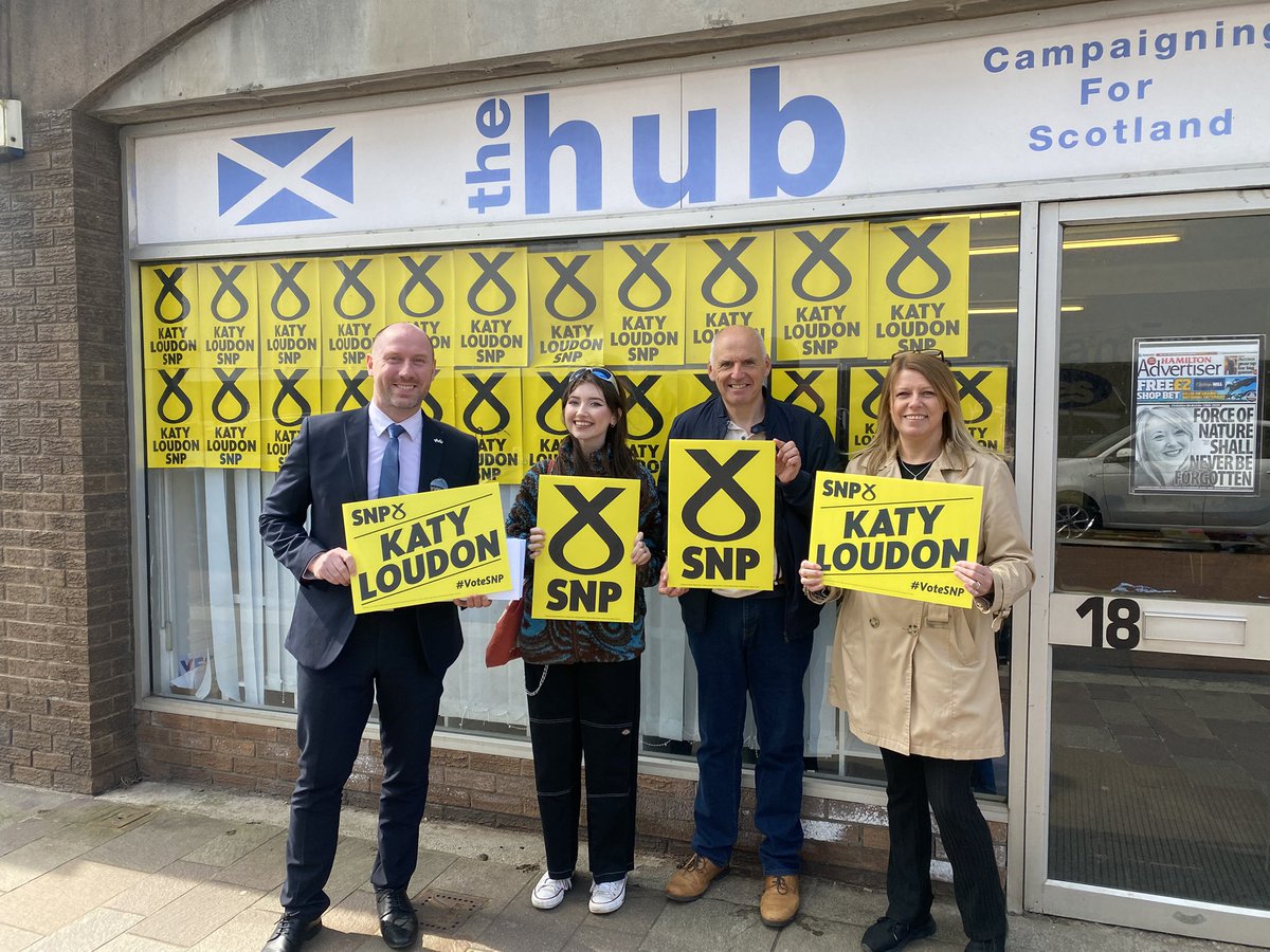 A great campaign session in Hamilton for <a href="/KatyLoudonSNP/">Cllr Katy Loudon</a> this morning, talking to plenty of people voting <a href="/theSNP/">The SNP</a> in the by election on 5th June. Christina McKelvie is a massive loss and Katy will build on her hard work locally #ActiveSNP