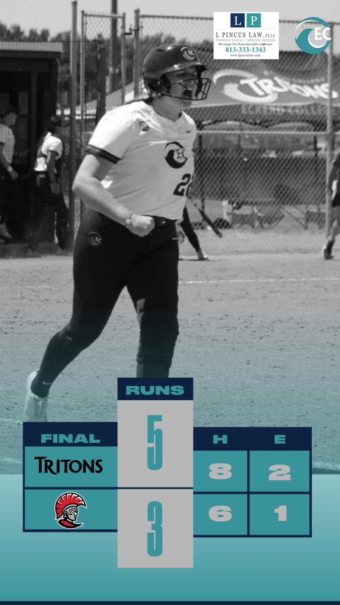 ECTritons's tweet image. SB: TRITONS WIN!! 🌊🥎👊

Eckerd 5, Tampa 3 | Final