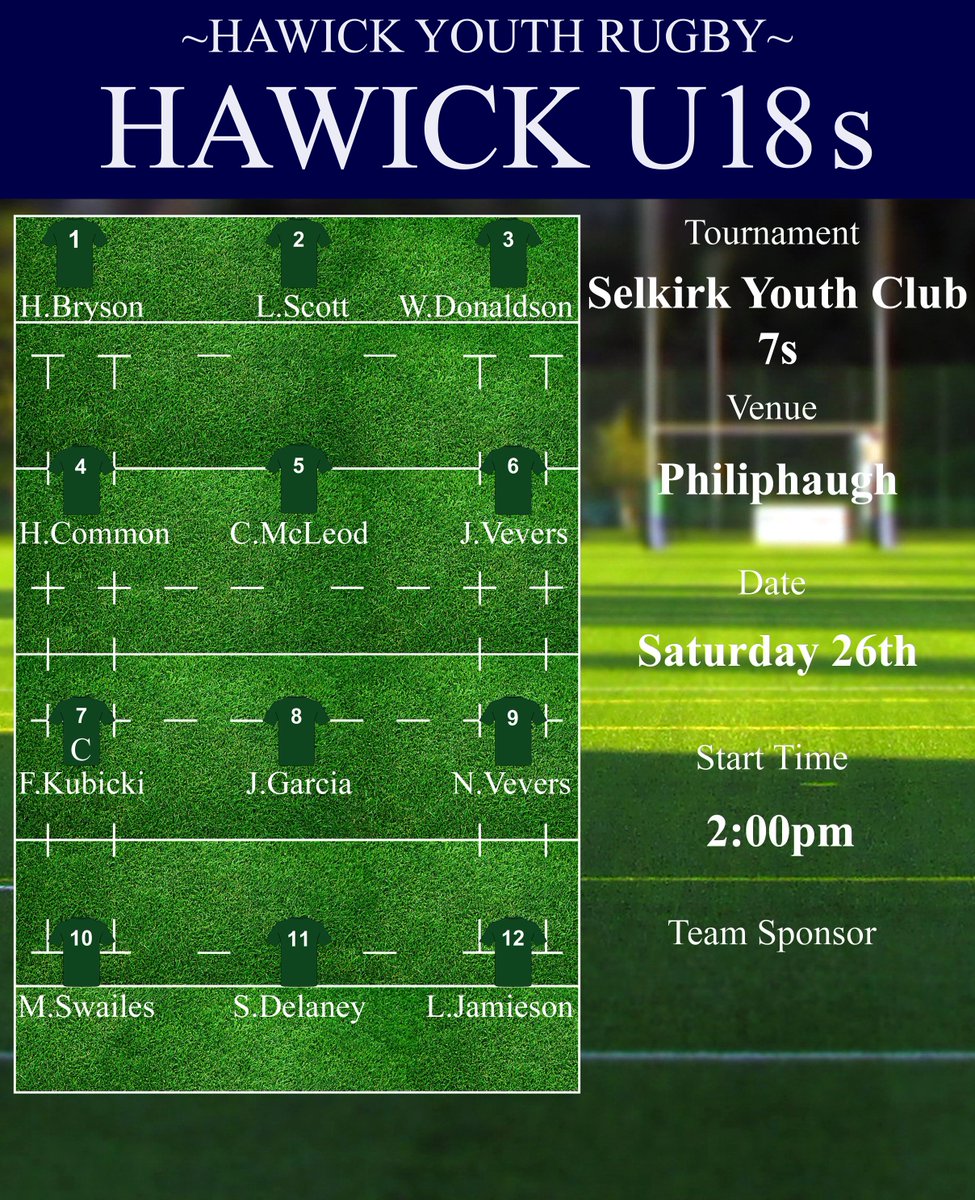 U16s &amp; U18s in action at Philiphaugh Selkirk this Saturday
Go well lads 💪🏉💚💚
#HawickYouthRugby #BIHB #AONR