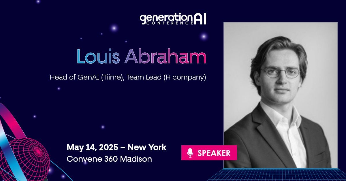 We’re thrilled to welcome Louis Abraham, Head of GenAI at Tiime and Team Lead at H Company, to GenerationAI New York!

At GenerationAI, he’ll dive into "Building AI Agents" — sharing practical insights on how to design, scale, and optimize AI-driven systems.

#apidaysNewYork