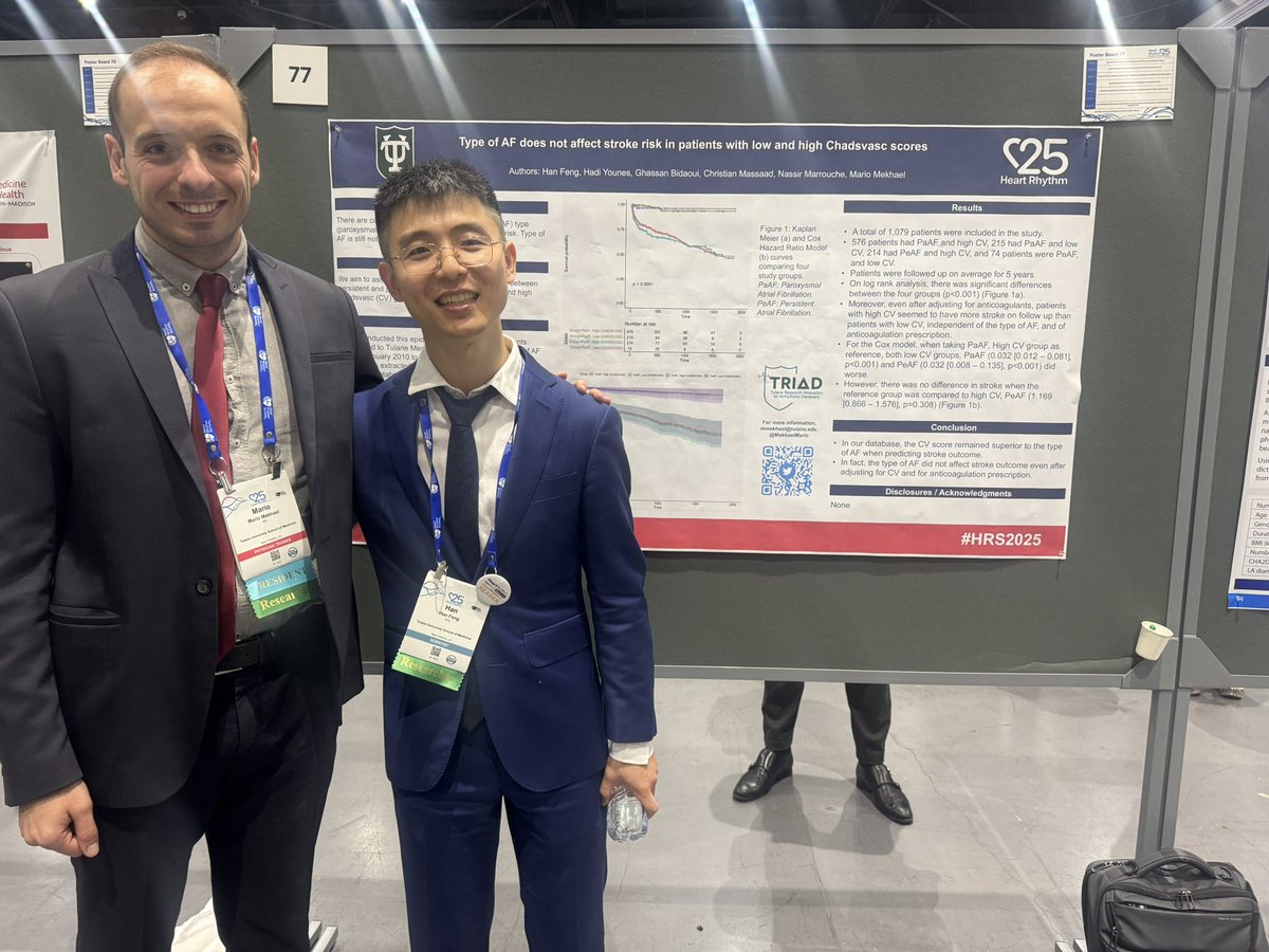 Mayana Bsoul (@bsoulmayana) on Twitter photo Paroxysmal AF patients with high scores stroke just like persistent AF patients.
More data to move away from the binary classification!
Work by <a href="/MekhaelMario/">Mario Mekhael</a> from <a href="/TulaneTriad/">TulaneTRIAD</a>!
<a href="/nmarrouche/">Nassir Marrouche</a> #HRS25 #EPEEEPS Paroxysmal AF patients with high scores stroke just like persistent AF patients.
More data to move away from the binary classification!
Work by <a href="/MekhaelMario/">Mario Mekhael</a> from <a href="/TulaneTriad/">TulaneTRIAD</a>!
<a href="/nmarrouche/">Nassir Marrouche</a> #HRS25 #EPEEEPS