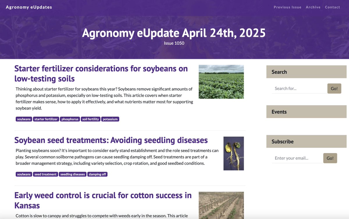 WKREC (@kstatewkrec) on Twitter photo Need the latest in Kansas crop news? 🌻🚜
The newest <a href="/KStateAgron/">K-State Agronomy</a> eUpdate is packed with updates on wheat, sorghum, weather, and field management. Catch up here: eupdate.agronomy.ksu.edu/issue_new/k-st…
#KState #Agronomy #Kansas #Agriculture Need the latest in Kansas crop news? 🌻🚜
The newest <a href="/KStateAgron/">K-State Agronomy</a> eUpdate is packed with updates on wheat, sorghum, weather, and field management. Catch up here: eupdate.agronomy.ksu.edu/issue_new/k-st…
#KState #Agronomy #Kansas #Agriculture