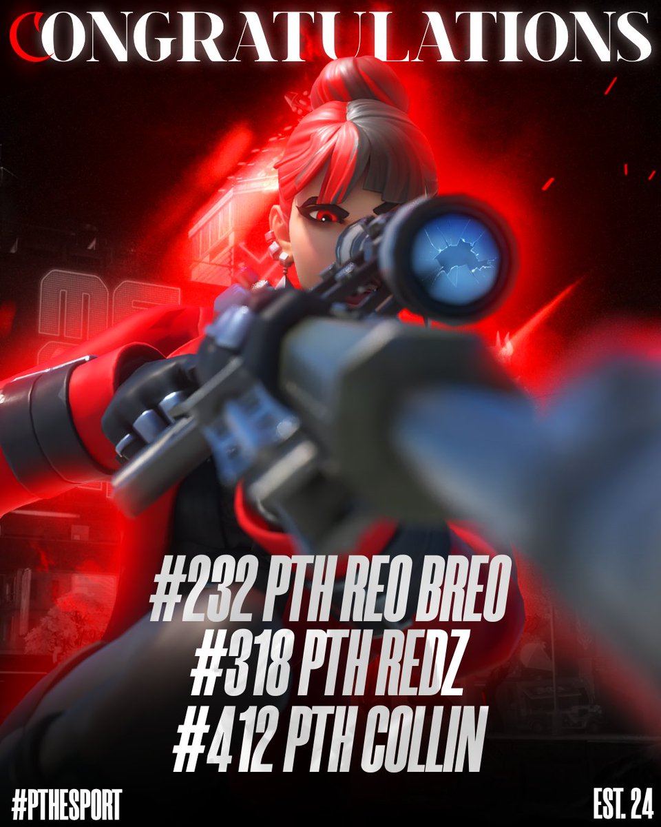 🏅 STANDINGS [Solo Cash Cup] 🏅
We are proud of your performance today!

#232 <a href="/Reofnbr1/">Reo</a> 
#318 <a href="/redzfnr19/">pth redz!</a> 
#412 <a href="/Colllinfnr/">Collin</a> 

We wish you good luck in the Finals 🍀

#fortnite #competetive #PTHEsports