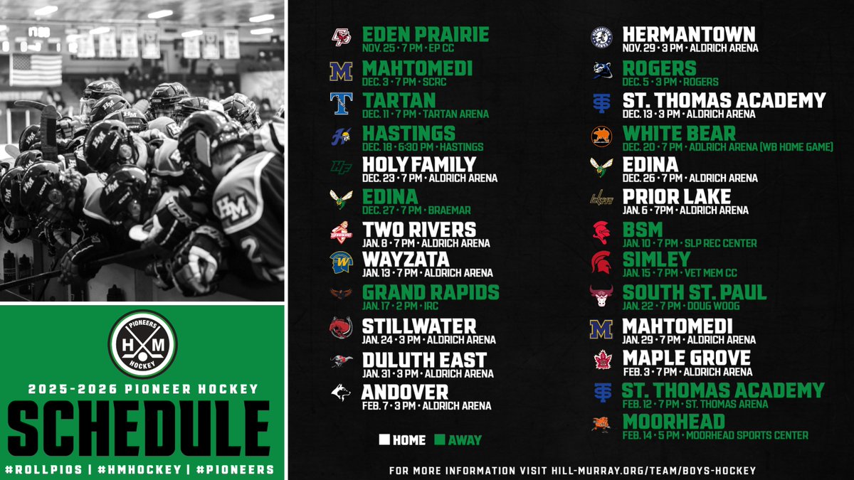 HMBoysHockey's tweet image. Updated 2025-2026 Schedule!
#RollPios | #HMHockey | #Pioneers