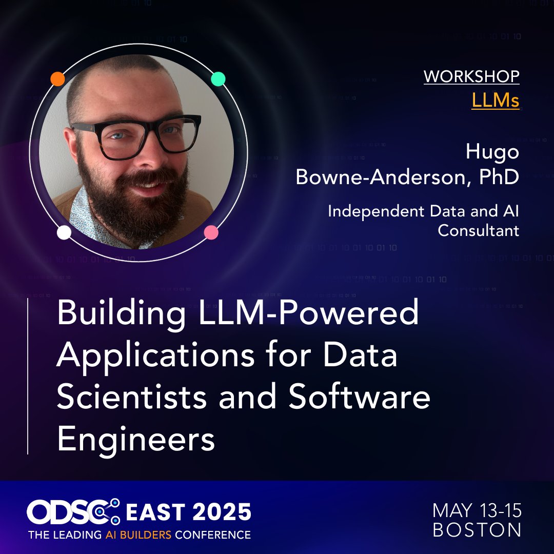Open Data Science (@_odsc) on Twitter photo 🔥 Workshop: Building LLM-Powered Applications for Data Scientists and Software Engineers – with Dr. Hugo Bowne-Anderson <a href="/hugobowne/">Hugo Bowne-Anderson</a> at #ODSCEast!
🔗 Register now: hubs.li/Q03jYQjY0 🔥 Workshop: Building LLM-Powered Applications for Data Scientists and Software Engineers – with Dr. Hugo Bowne-Anderson <a href="/hugobowne/">Hugo Bowne-Anderson</a> at #ODSCEast!
🔗 Register now: hubs.li/Q03jYQjY0