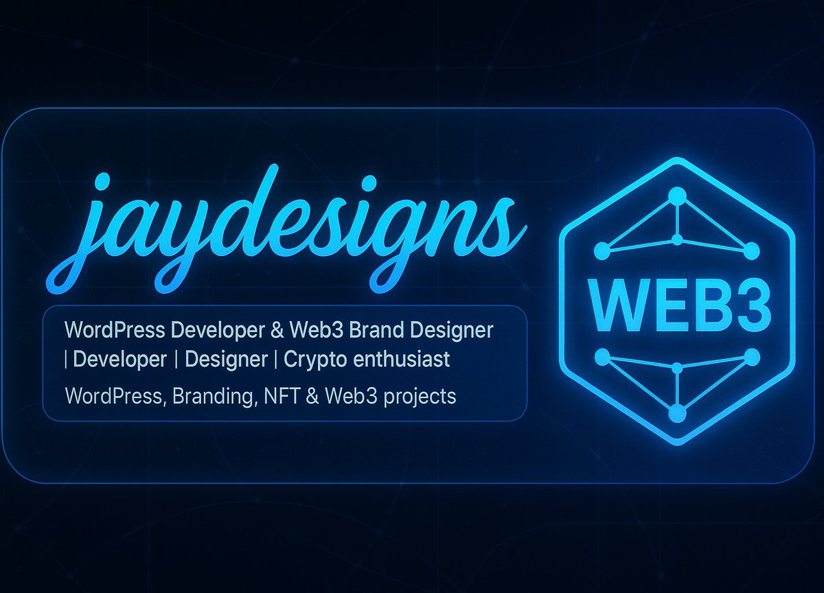 Hey X!
I’m Jephjay, a WordPress developer &amp; web3 brand designer. I build stunning sites &amp; NFT ecosystems. Follow me for tips on WordPress, web3 design, and crypto! #WordPress #Web3