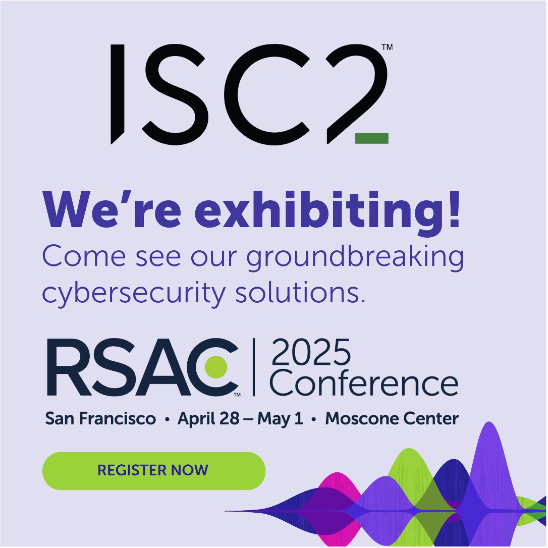 Catch our ISC2 team at #RSAC2025 next week! We’ll be at Booth 2067—stop by to say hello and play Spin-2-Win for a chance at great prizes! Plus, join us for our networking reception on Tuesday, April 29, from 6:00–7:00 pm in Room 155. See you there!