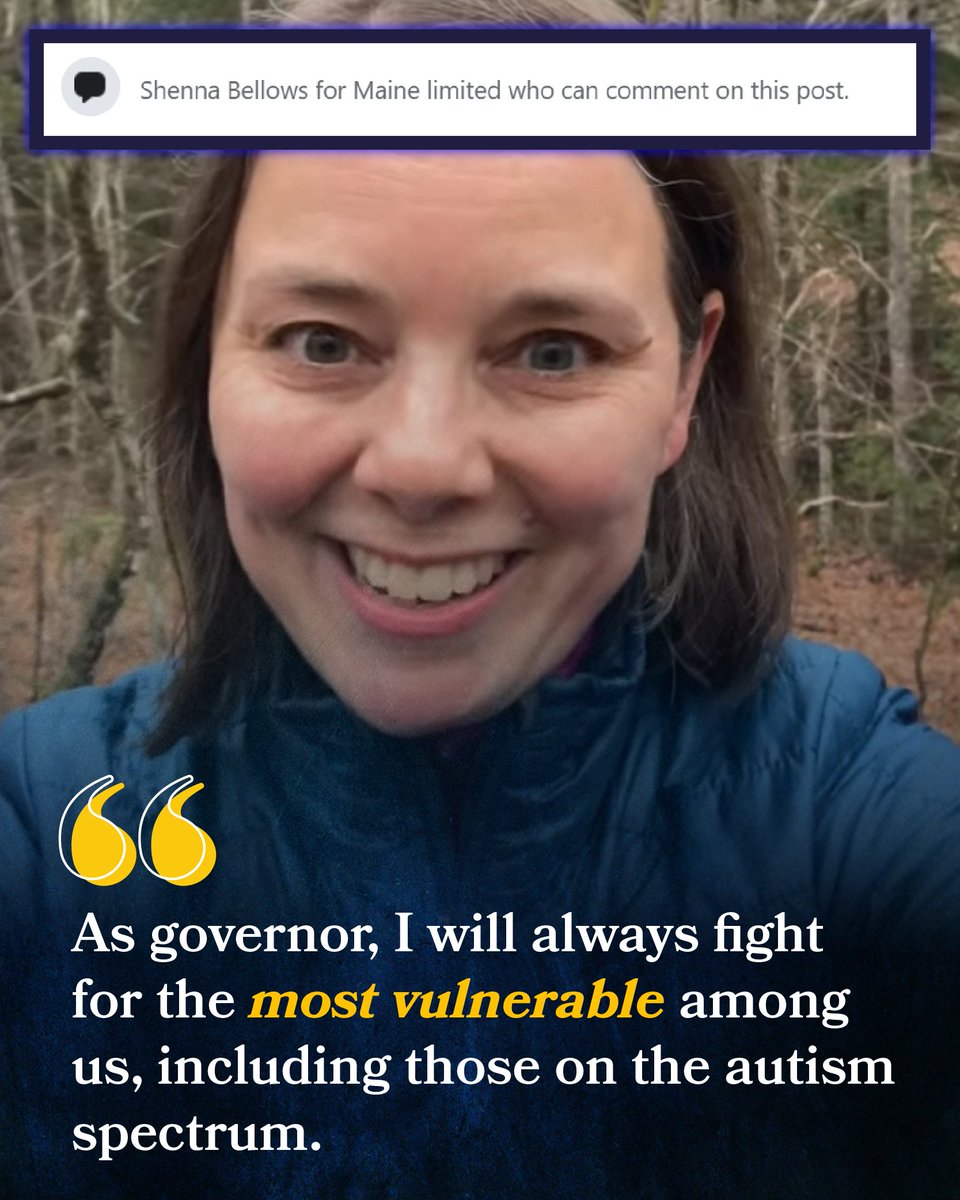 TheMaineWire's tweet image. Shenna Bellows vows to "fight for the most vulnerable among us" while simultaneously blocking Mainers from commenting on her posts.