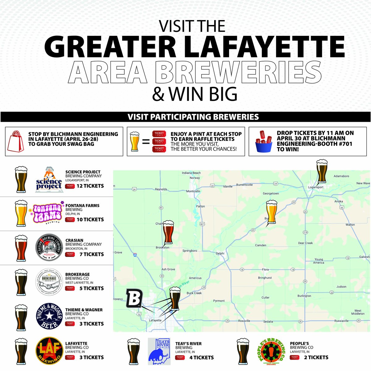 Headed to CBC 2025 in Indianapolis?
Make your trip even better — explore the local brewery scene in the Greater Lafayette Area and you could walk away with a $1,000 Blichmann gift card, brewing gear, and more!
Learn More:  blichmannengineering.com/cbc-2025
#CraftBrewersCon