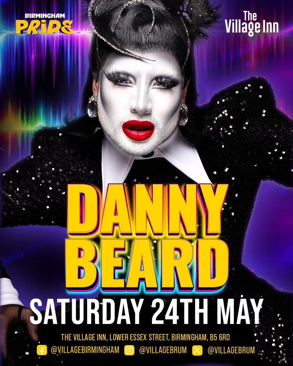 Village Inn Birmingham (@villagebrum) on Twitter photo 👁️DANNY BEARD LIVE AT THE VILLAGE 👁️
WOW.! 🏆 After coming second in the Celebrity Big Brother house, we’re excited to announce former Drag Race UK winner <a href="/thedannybeard/">Danny Beard 🤡</a> will be appearing LIVE at <a href="/VillageBrum/">Village Inn Birmingham</a> on Birmingham Pride Saturday 24th May!
ENTRY IS FREE!
#CBBUK 👁️DANNY BEARD LIVE AT THE VILLAGE 👁️
WOW.! 🏆 After coming second in the Celebrity Big Brother house, we’re excited to announce former Drag Race UK winner <a href="/thedannybeard/">Danny Beard 🤡</a> will be appearing LIVE at <a href="/VillageBrum/">Village Inn Birmingham</a> on Birmingham Pride Saturday 24th May!
ENTRY IS FREE!
#CBBUK