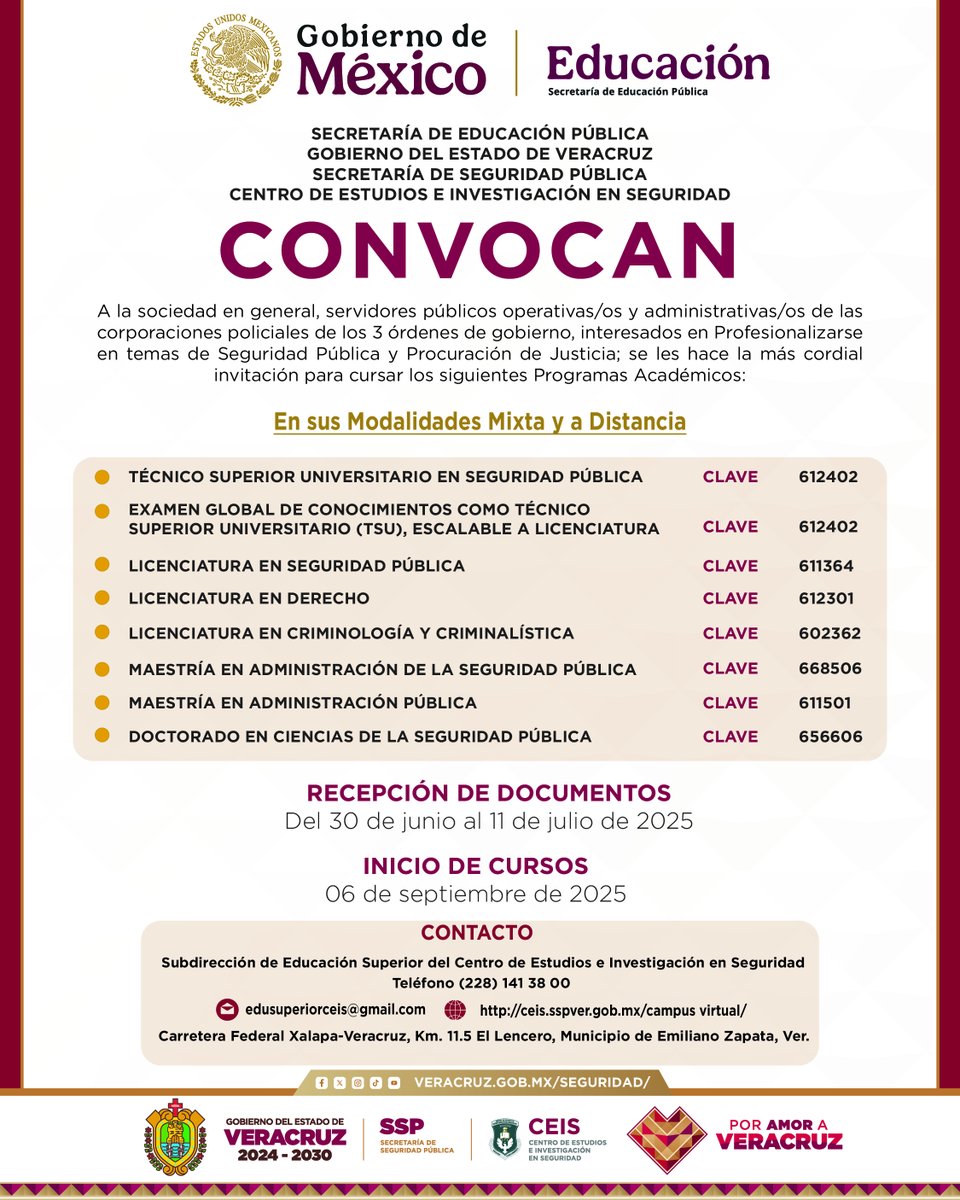 SP_Veracruz's tweet photo. 👮🏼‍♀️👮🏽‍♂️ Apostamos a la profesionalización en materia de seguridad pública. ✅👇🏻

A través del #CEIS, abrimos oportunidades para que continúes tu desarrollo académico con estudios avanzados y accesibles. 📚📖 

ℹ️ Conoce más sobre los planes de estudio al 📞 2281413800 Ext. 3618 https://t.co/gaImgCr6Pn