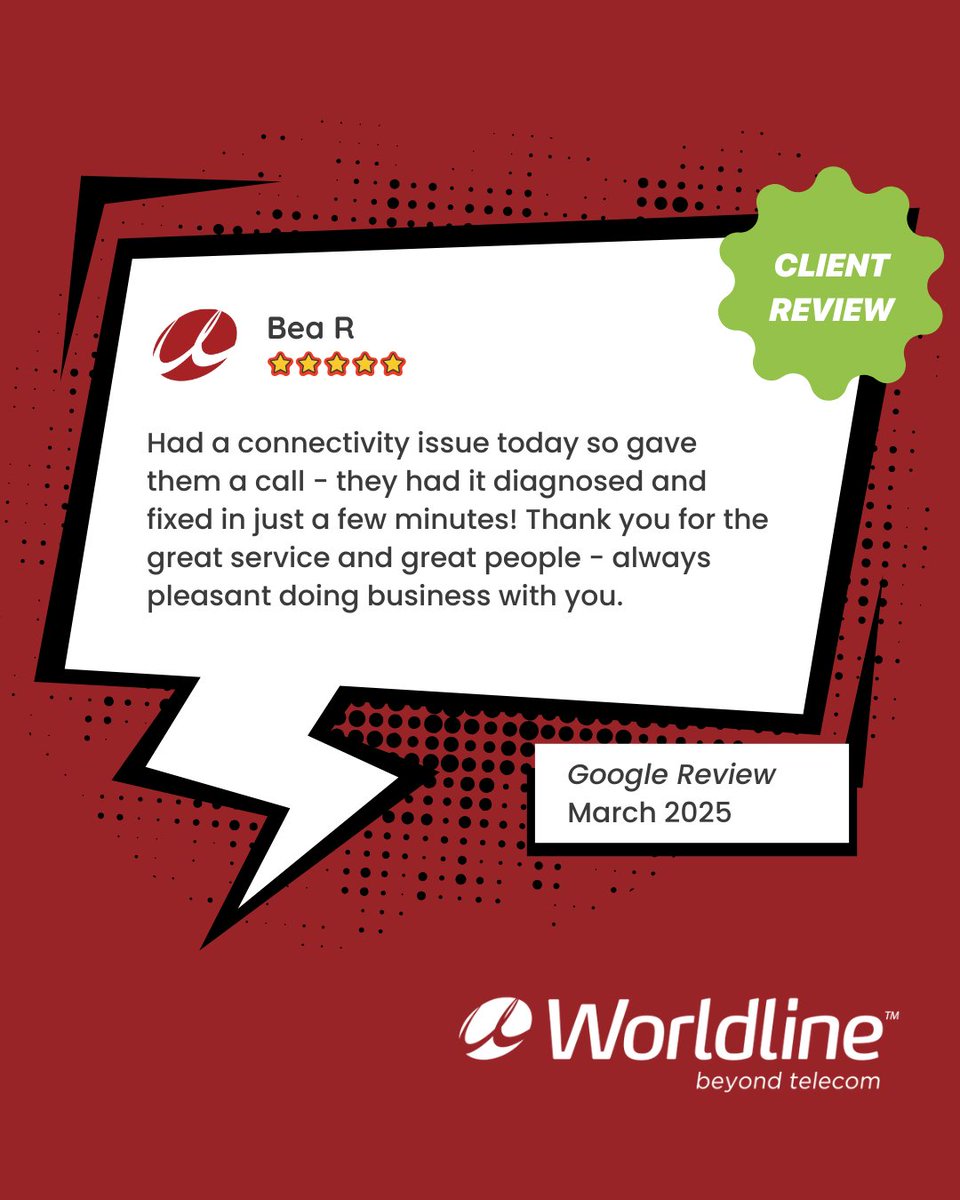 WorldlineCanada's tweet image. Huge thanks to Bea R. for not just one, but three glowing reviews and for being a loyal part of the Worldline community! We’re proud to keep delivering the fast, friendly support our customers deserve.

Learn more: worldline.ca

#Worldline #CustomerReview #Internet