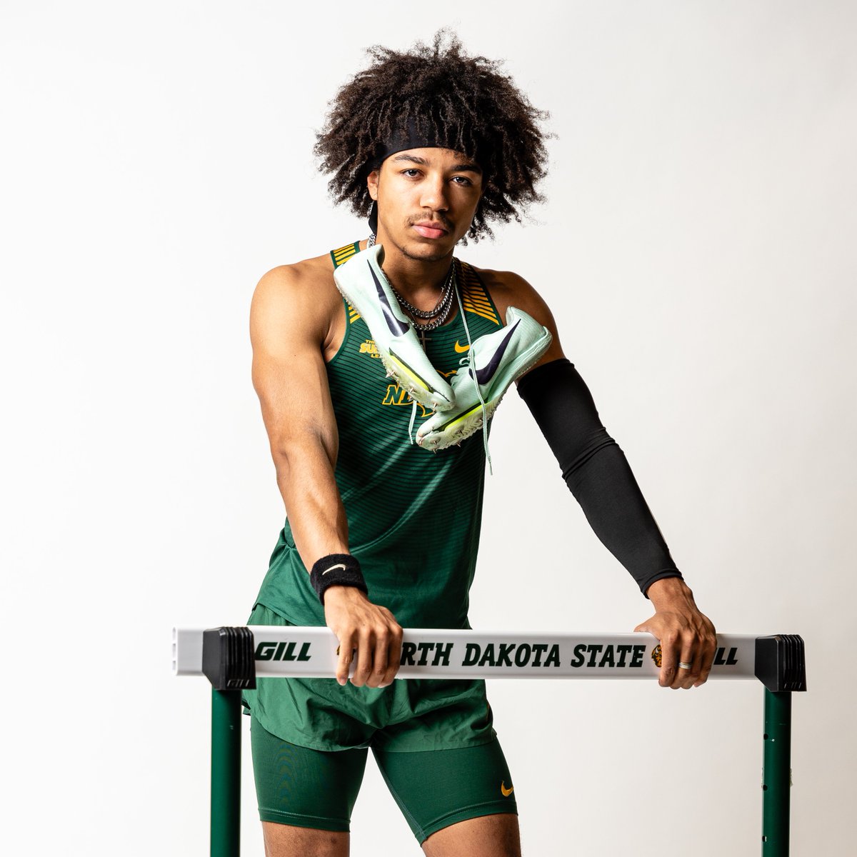 NDSUTrackField's tweet photo. Brooks Turner won the 110m hurdles in 13.76 -- which would be the NDSU school record if it weren't for the +4.2 wind above the limit.

Blake Nyenati was 2nd in 13.85. 
Trey Heinrich 3rd in 14.15. https://t.co/dIsua0rxJS