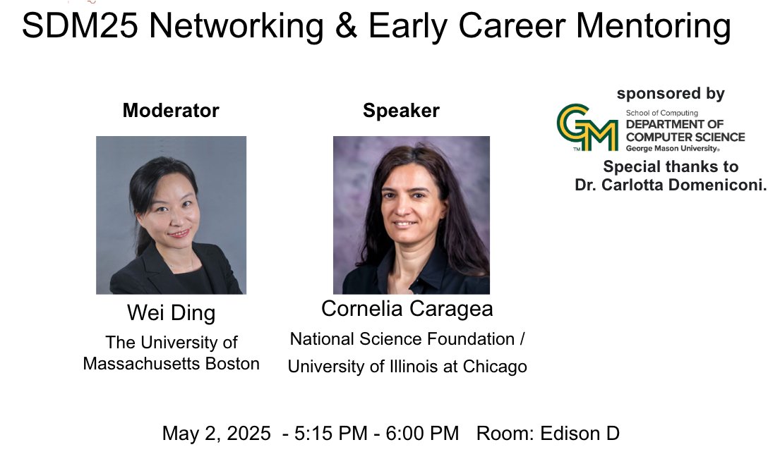 Networking and Early Career Event is back for #SDM25 —an exciting opportunity for senior PhD students and early career faculty to talk to NSF PMs!

Please reserve your spot and fill in your questions here by April 29: docs.google.com/forms/d/e/1FAI…

#SDM2025 #SIAM #SIAMSDM25