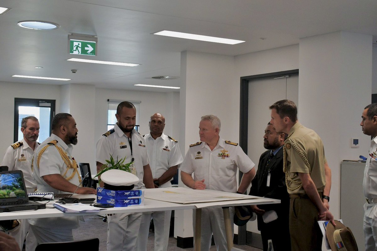 Republic of Fiji Navy (@fijinavy) on Twitter photo It was a privilege to host Commodore Eric Young, <a href="/Australian_Navy/">Royal Australian Navy</a> Chief of Staff, at Fiji Navy HQ this week. CDRE Young was in Fiji to represent the Chief of <a href="/DefenceAust/">Defence Australia</a> during ANZAC Remembrance Day events.
During his visit, he met with the Deputy Commander of the Republic of It was a privilege to host Commodore Eric Young, <a href="/Australian_Navy/">Royal Australian Navy</a> Chief of Staff, at Fiji Navy HQ this week. CDRE Young was in Fiji to represent the Chief of <a href="/DefenceAust/">Defence Australia</a> during ANZAC Remembrance Day events.
During his visit, he met with the Deputy Commander of the Republic of