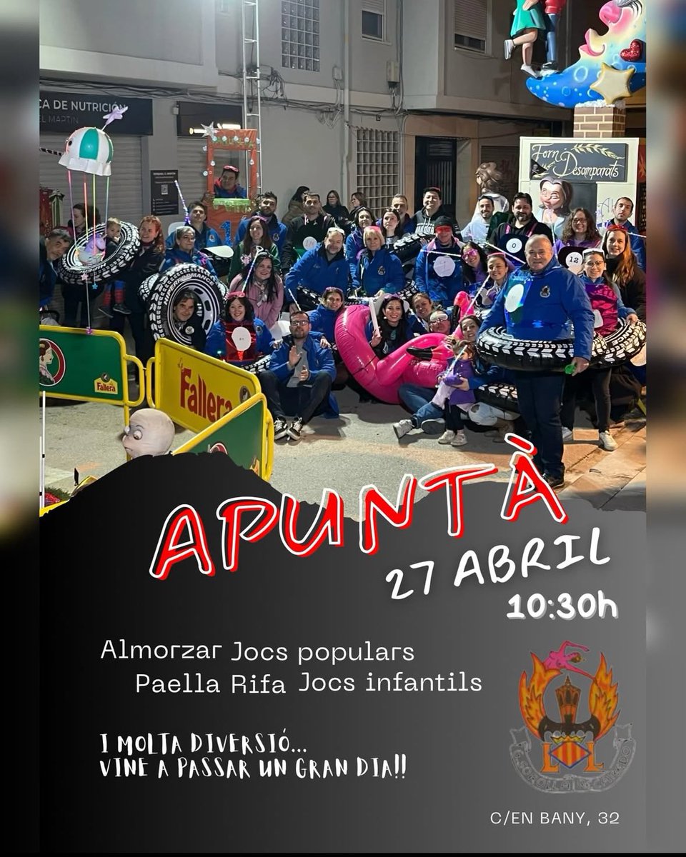 Agrupació Pilar-Sant Francesc (@pilar_sfrancesc) on Twitter photo Continuem en força en les #falles26 💪🏻🫶🏻
¡Apunta't a una falla que està de moda!
𝐀𝐩𝐮𝐧𝐭𝐚̀ 𝟐𝟎𝟐𝟔
<a href="/FGuillemSor_Rec/">FGuillemSor_Recaredo</a>
🗓️27.04.2025
📍Carrer En Bany, 32
🕥 A les 10:30h
#AEPSF26 #Falles26 Continuem en força en les #falles26 💪🏻🫶🏻
¡Apunta't a una falla que està de moda!
𝐀𝐩𝐮𝐧𝐭𝐚̀ 𝟐𝟎𝟐𝟔
<a href="/FGuillemSor_Rec/">FGuillemSor_Recaredo</a>
🗓️27.04.2025
📍Carrer En Bany, 32
🕥 A les 10:30h
#AEPSF26 #Falles26