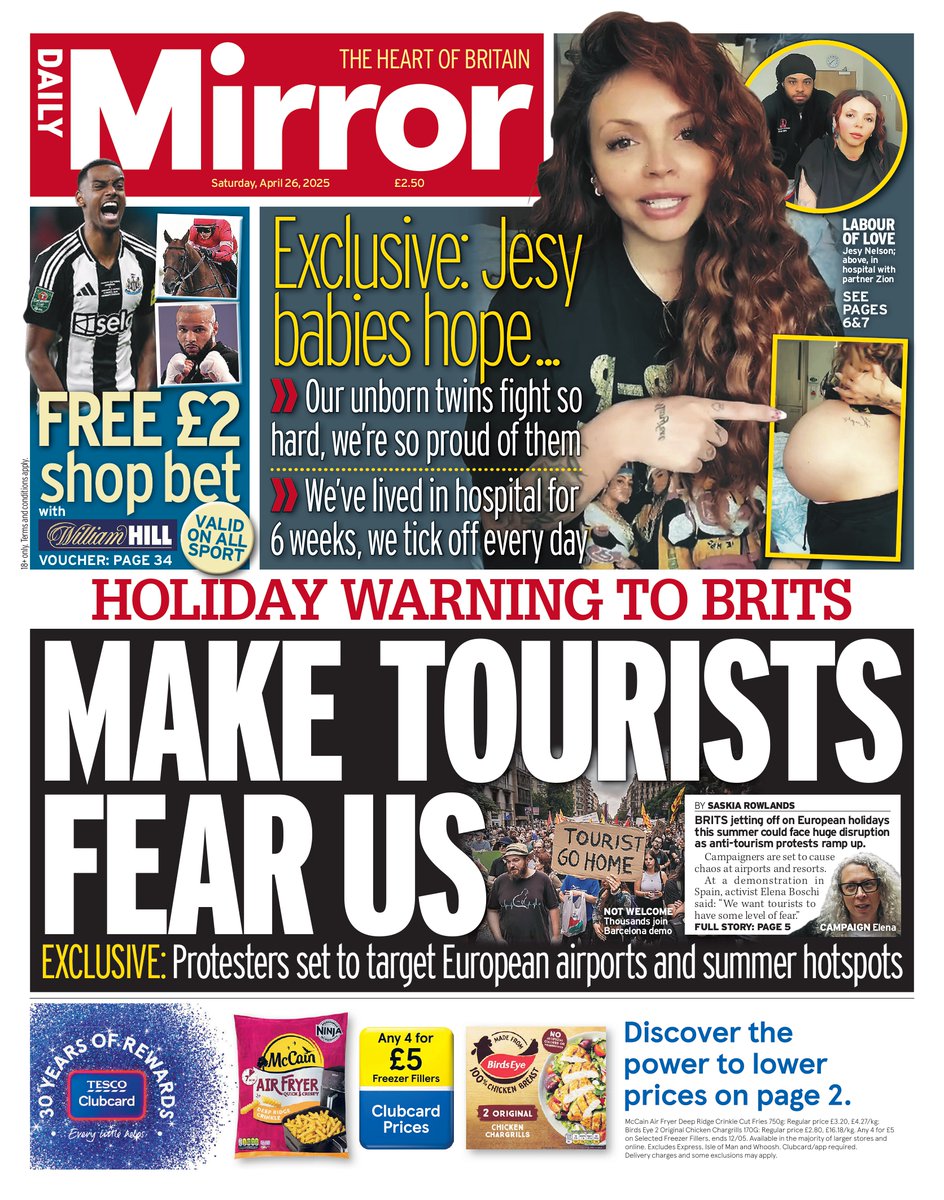 Daily Mirror: Make tourists fear us #TomorrowsPapersToday