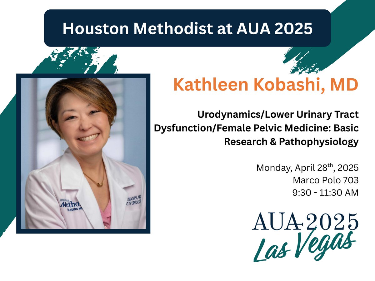 Join <a href="/KKseattle/">Kathleen Kobashi</a> at #AUA25 tomorrow presenting, "Urodynamics/Lower Urinary Tract Dysfunction/Female Pelvic Medicine: Basic Research and Pathophysiology"

🕑 9:30 - 11:00 AM
🗺️ Marco Polo 703
<a href="/AmerUrological/">Amer. Urol. Assn.</a>