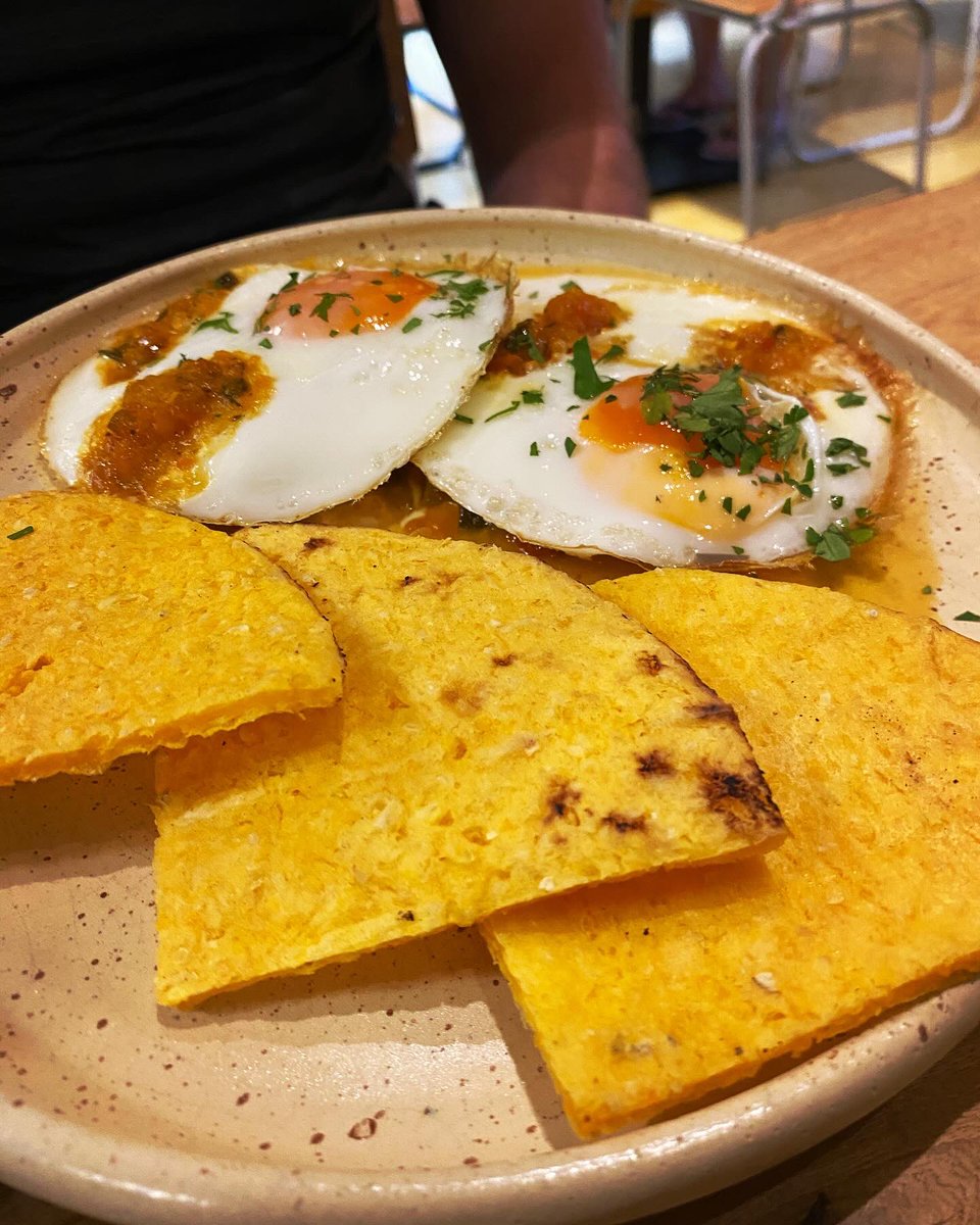 SmearedApron's tweet photo. Plantain &amp; cassava waffles, served w bean sauce, avocado sauce, &amp; hogao—Colombian tomato &amp; onion sauce. 

Eggs w creole &amp; yogurt sauce, accompanied by homemade sourdough bread or arepa! 

#jardin #columbia #weekendeats #smearedapron https://t.co/W5tvWZveta