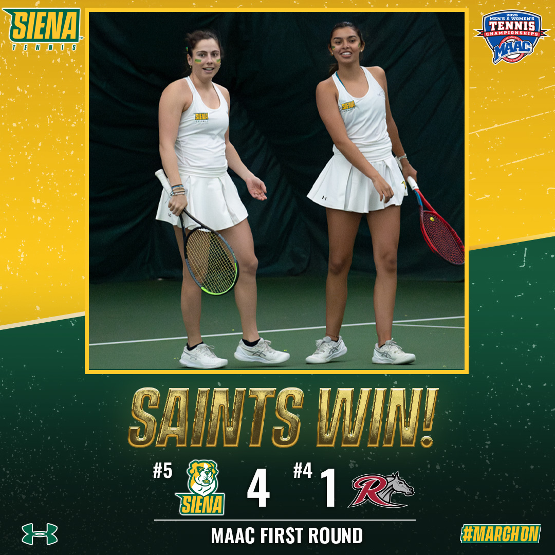 Rolling on!

✅ 1⃣0⃣th consecutive advancement to the <a href="/MAACSports/">#MAACSports</a> Semifinal Round
✅ Giralt &amp; Gomez each win their singles and doubles matches
✅ De Faber-Schumacher wins team-best 17th singles match of season 
✅ First postseason victory for first-year coach Van Cott

#MarchOn