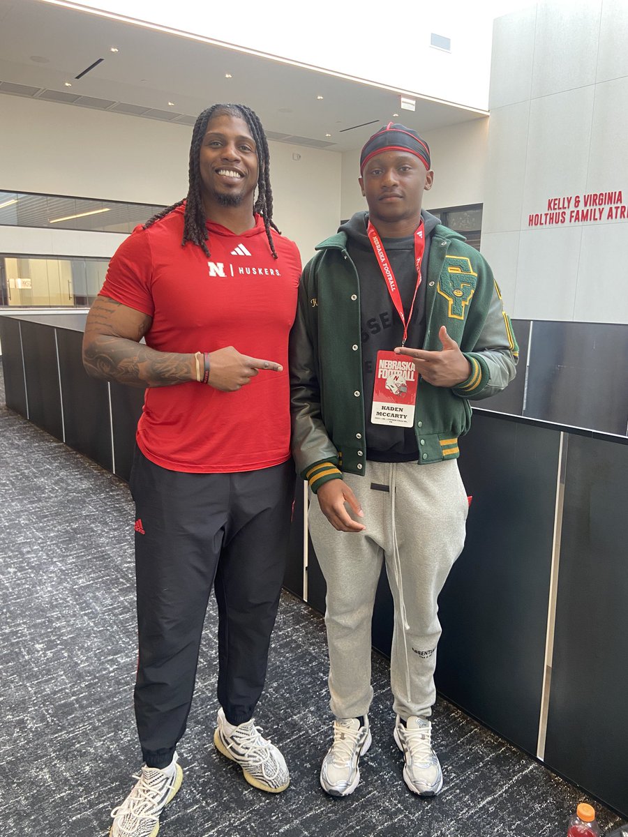 Kaden B. McCarty 🇳🇬 (@5star_kaden) on Twitter photo I had a great time at <a href="/HuskerFootball/">Nebraska Football</a> yesterday!! So much love 🌽!!
#cornhuskers #GBR <a href="/CoachMattRhule/">Matt Rhule</a> <a href="/MozeeJ43/">Jamar Mozee</a> <a href="/CoachJBHuskerD/">John Butler</a> <a href="/Ira_SavageLewis/">Savvylew</a> <a href="/HuskerFootball/">Nebraska Football</a> <a href="/HuskerFBRecruit/">Nebraska Football Recruiting</a> <a href="/philipsimpson1/">philip simpson</a> <a href="/Rob_Dvoracek/">Rob Dvoracek</a> <a href="/philipsimpson1/">philip simpson</a> <a href="/dctf/">Dave Campbell's — TexasFootball.com</a> <a href="/TFloss32/">Todd Glawson</a> <a href="/JScruggs247/">Jordan Scruggs</a> <a href="/Rivals/">Rivals</a> <a href="/247Sports/">247Sports</a> I had a great time at <a href="/HuskerFootball/">Nebraska Football</a> yesterday!! So much love 🌽!!
#cornhuskers #GBR <a href="/CoachMattRhule/">Matt Rhule</a> <a href="/MozeeJ43/">Jamar Mozee</a> <a href="/CoachJBHuskerD/">John Butler</a> <a href="/Ira_SavageLewis/">Savvylew</a> <a href="/HuskerFootball/">Nebraska Football</a> <a href="/HuskerFBRecruit/">Nebraska Football Recruiting</a> <a href="/philipsimpson1/">philip simpson</a> <a href="/Rob_Dvoracek/">Rob Dvoracek</a> <a href="/philipsimpson1/">philip simpson</a> <a href="/dctf/">Dave Campbell's — TexasFootball.com</a> <a href="/TFloss32/">Todd Glawson</a> <a href="/JScruggs247/">Jordan Scruggs</a> <a href="/Rivals/">Rivals</a> <a href="/247Sports/">247Sports</a>