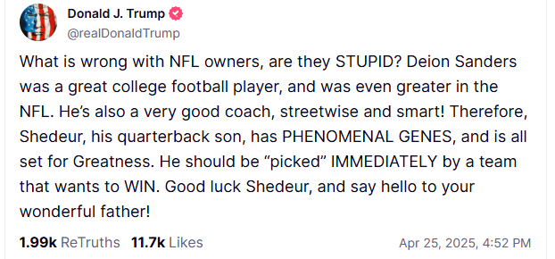 Trump on the NFL Draft