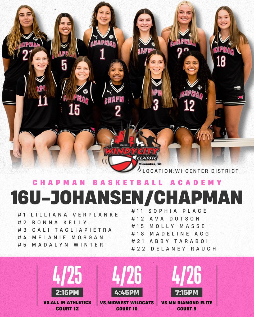 ChapmanGirls2026_27_28 (@2025chapmangbb) on Twitter photo Big win to start for our 2027 Group! Balanced attack in a 59-23 win!
<a href="/CTagliapietra35/">Cali Tagliapietra</a> 11 pts, 5 Rebs, 4 stls, 4 asts
<a href="/rauch_delaney/">Delaney</a> 13 pts, 5 Rebs, 2 stls
<a href="/MelanieMorgan04/">Melanie Morgan</a> 8 pts
Schedule below! Make sure to watch this group tomorrow at 445! Big win to start for our 2027 Group! Balanced attack in a 59-23 win!
<a href="/CTagliapietra35/">Cali Tagliapietra</a> 11 pts, 5 Rebs, 4 stls, 4 asts
<a href="/rauch_delaney/">Delaney</a> 13 pts, 5 Rebs, 2 stls
<a href="/MelanieMorgan04/">Melanie Morgan</a> 8 pts
Schedule below! Make sure to watch this group tomorrow at 445!