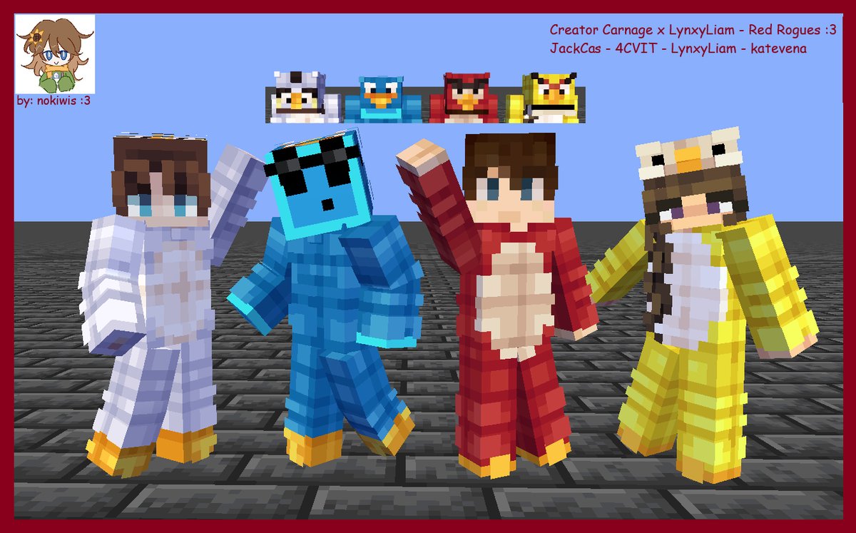 nokiwis 🥝🌻 (@nokiwis_) on Twitter photo 🐦More Creator Carnage x LynxyLiam skins!! woah!! :O here are some silly skins for the Red Rogues :)
- 🌻rts are very awesome i think :3
- <a href="/JackCas_/">Jack</a> <a href="/4_cvit/">4CVIT</a> <a href="/LynxyLiam/">LynxyLiam @ Twitchcon</a> <a href="/katevenaLIVE/">katevena 🐧</a> 🟥 🐦More Creator Carnage x LynxyLiam skins!! woah!! :O here are some silly skins for the Red Rogues :)
- 🌻rts are very awesome i think :3
- <a href="/JackCas_/">Jack</a> <a href="/4_cvit/">4CVIT</a> <a href="/LynxyLiam/">LynxyLiam @ Twitchcon</a> <a href="/katevenaLIVE/">katevena 🐧</a> 🟥